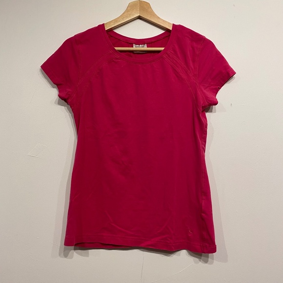 **$5 SALE** Danskin Hot Pink Crew Neck Stretchy Activewear T-Shirt - Picture 1 of 4